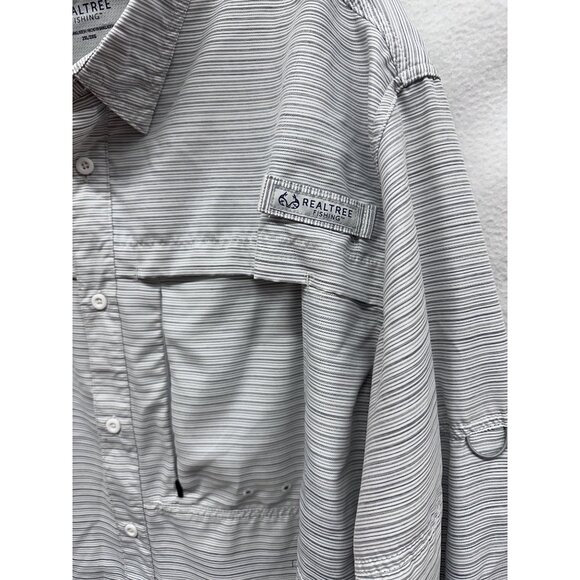 Realtree Fishing Mens 2XL Striped Long Sleeve Button-Up Shirt Lightweight Polyes - Picture 4 of 13